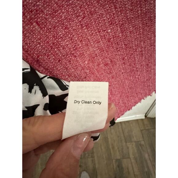 CAbi Madison Avenue Pink Tweed Wool Double Breasted pea coat fringe Size 16 - Picture 13 of 13